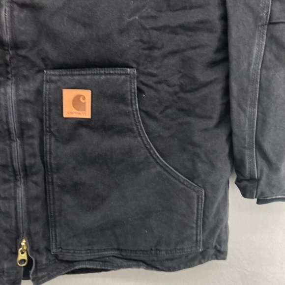 Carhartt Men's Black Sherpa Lined Zip-Up Jacket C61-BLK Size XL Tall NWT - Picture 2 of 10